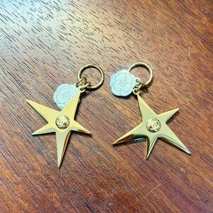 Pair of Chanel Gold Star & Camellia Flower Charm